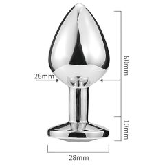 Sunfo - fém anál plug szív alakú arany kővel (ezüst)