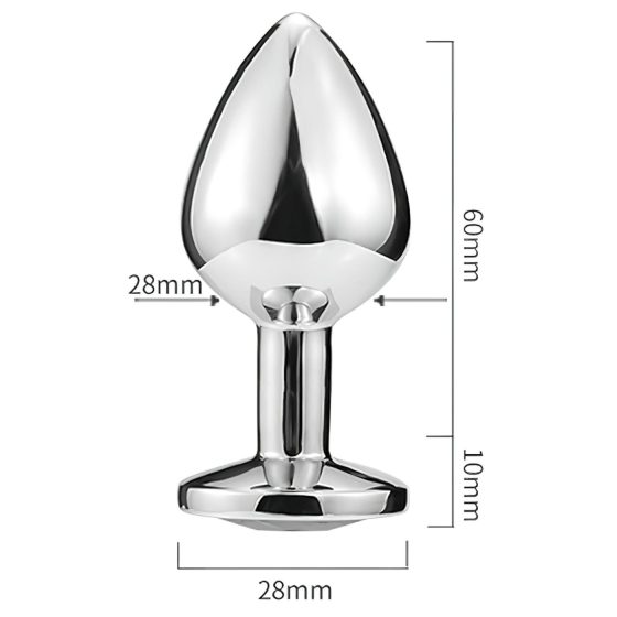 Sunfo - fém anál plug szív alakú arany kővel (ezüst)