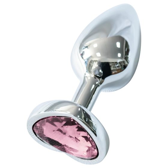 Sunfo - fém anál plug szív alakú rózsaszín kővel (ezüst)