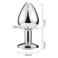   Sunfo - fém anál plug szív alakú sötétlila kővel (ezüst)