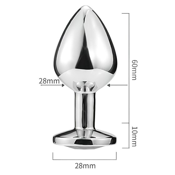 Sunfo - fém anál plug szív alakú sötétlila kővel (ezüst)