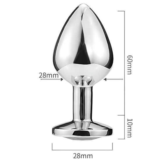 Sunfo - fém anál plug szív alakú lila kővel (ezüst)
