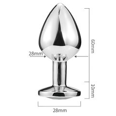 Sunfo - fém anál plug szív alakú kék kővel (ezüst)