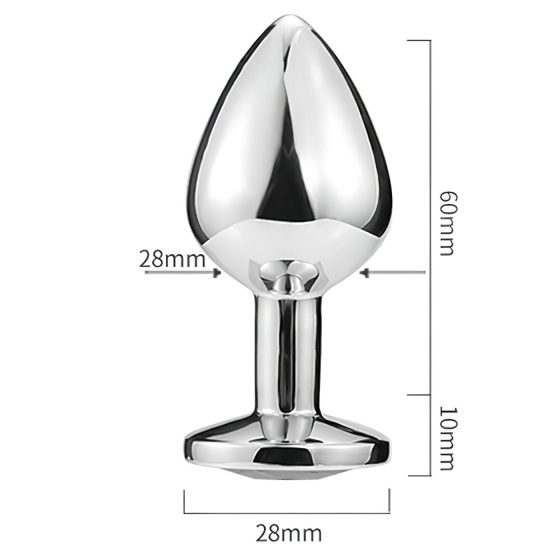 Sunfo - fém anál plug szív alakú kék kővel (ezüst)