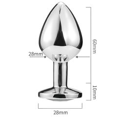  Sunfo - fém anál plug szív alakú világos kék kővel (ezüst)