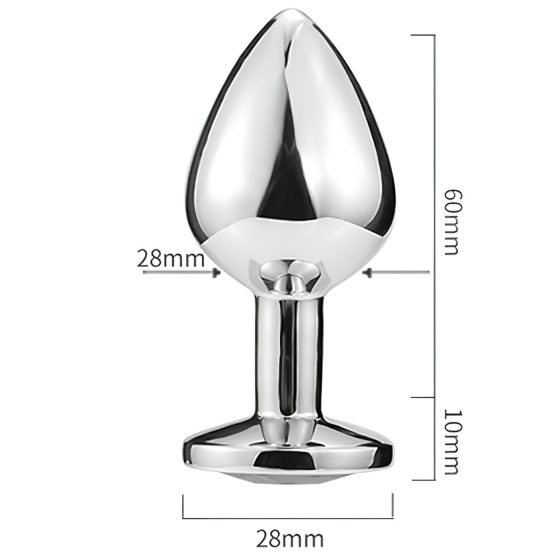 Sunfo - fém anál plug szív alakú világos kék kővel (ezüst)
