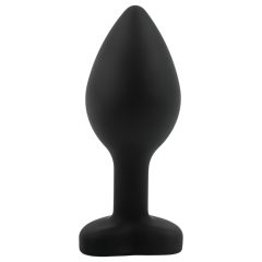  Sunfo - szilikon anál plug szív alakú lila kővel (fekete)