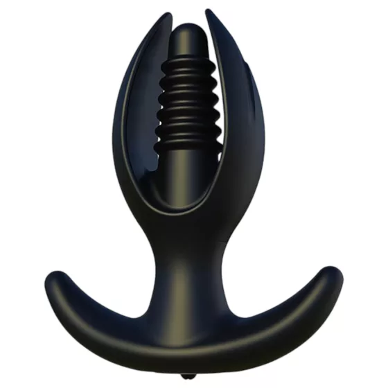 Kangvo - mágneses, felfújható bordázott anál plug (fekete)