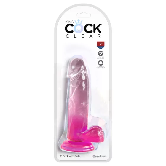 / King Cock Clear 7 - herés dildó (rózsaszín)