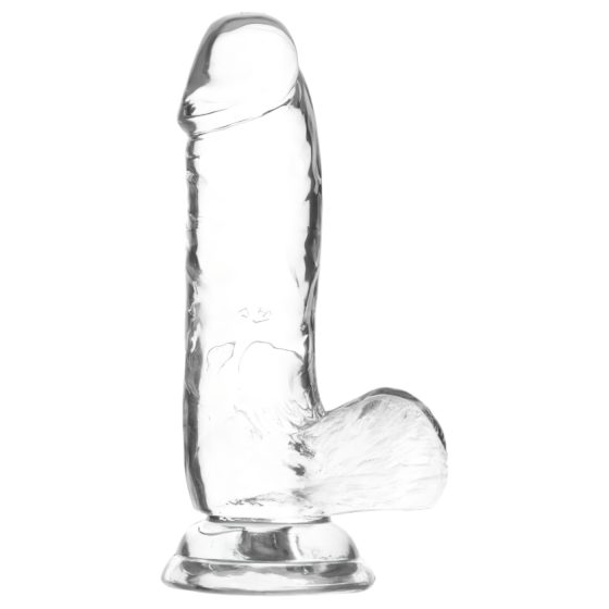 Addiction Crystal - tapadókorongos, herés dildó (átlátszó) - 15cm