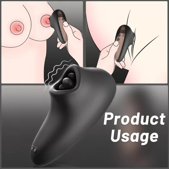 Sex HD Mirror - melegítő funkciós nyelves csiklóizgató vibrátor (fekete)