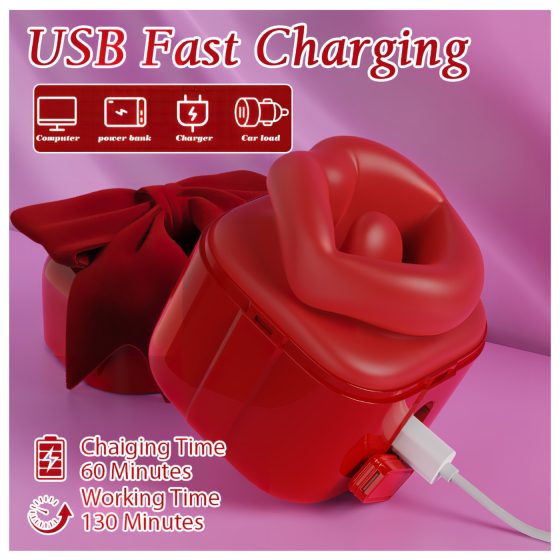 SEX HD Lovely Kiss - nyaló-szívó vibrátor (piros)