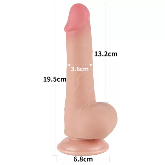 Lovetoy Sliding-Skin - tapadókorongos kétrétegű dildó - 19,5cm (natúr)