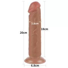   Lovetoy Sliding-Skin - tapadókorongos kétrétegű dildó - 20cm (natúr)
