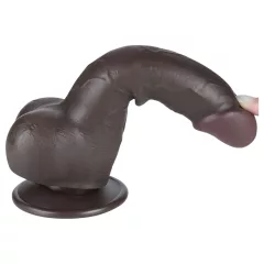   Lovetoy Sliding-Skin - herés kétrétegű dildó - 19,5cm (barna)