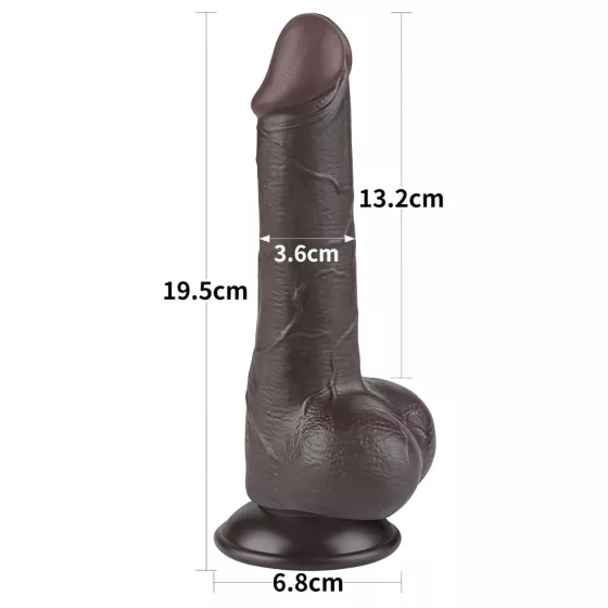 Lovetoy Sliding-Skin - herés kétrétegű dildó - 19,5cm (barna)