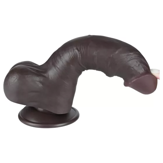 Lovetoy Sliding-Skin - herés kétrétegű dildó - 20cm (barna)