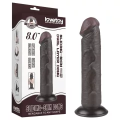   Lovetoy Sliding-Skin - tapadókorongos kétrétegű dildó - 20cm (barna)