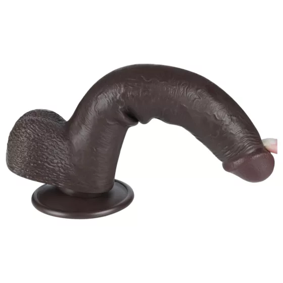 Lovetoy Sliding-Skin - tapadókorongos kétrétegű dildó - 20,8cm (barna)