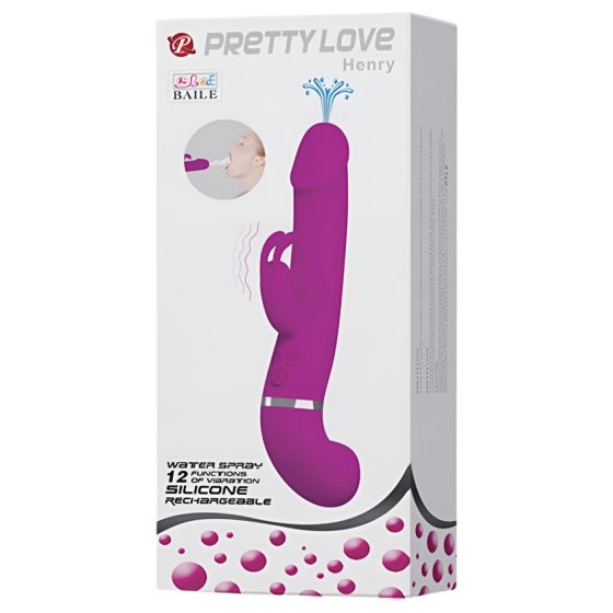 Pretty Love Henry - csiklókaros, spriccelő vibrátor (pink)