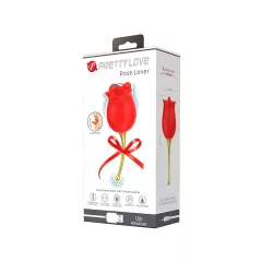   Pretty Love Rose Lover - nyelves 2in1 csikló vibrátor (piros)