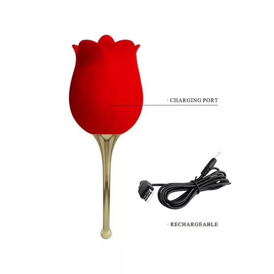 Pretty Love Rose Lover - nyelves 2in1 csikló vibrátor (piros)