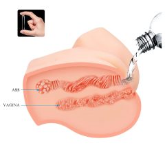   Crazy Bull - élethű, vibrációs műpopsi maszturbátor (natúr)