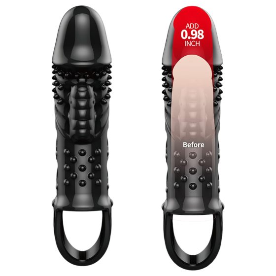 Pretty Love Cecelia - heregyűrűs, vibrációs péniszköpeny (fekete)