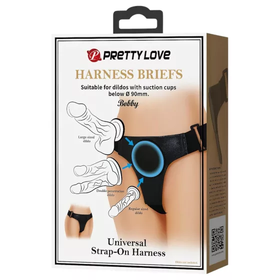 Pretty Love Bobby - univerzális strap-on hám bugyi (fekete)