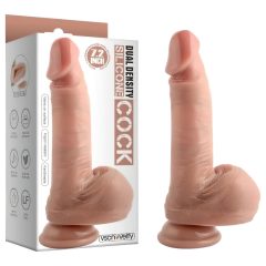   Dual Density - tapadókorongos, herés élethű dildó - 18cm (natúr)