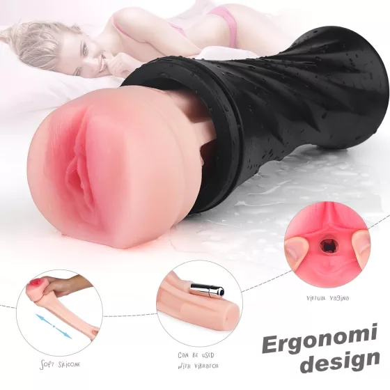 Sex HD Marcus - élethű műpunci tokban maszturbátor (fekete-natúr)