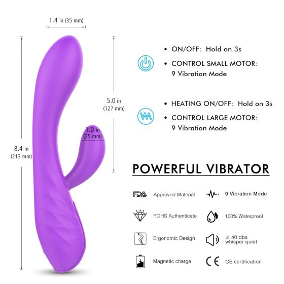 Sex HD Muses - akkus, vízálló melegítő vibrátor (lila)