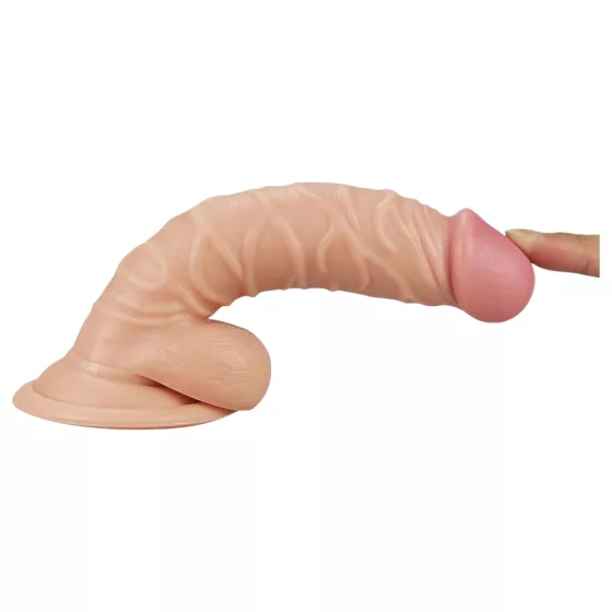 Lovetoy Real Extreme - tapadókorongos, herés G-pont dildó - 19cm (natúr)