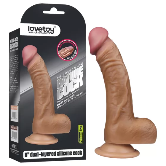 Lovetoy - élethű, hajlított dildó - 20cm (natúr)