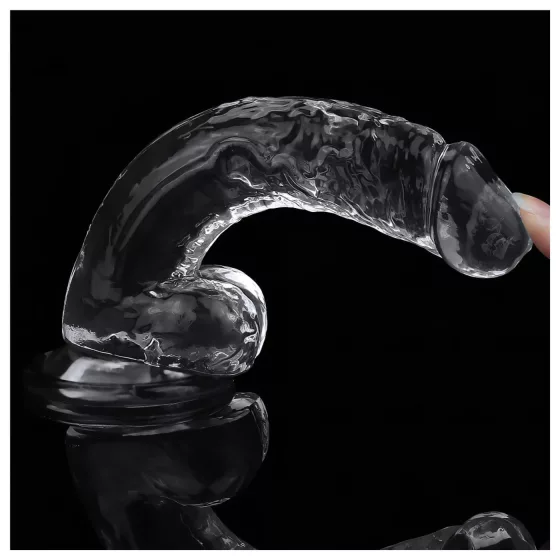 Lovetoy Flawless Clear - tapadókorongos dildó - 19cm (átlátszó)