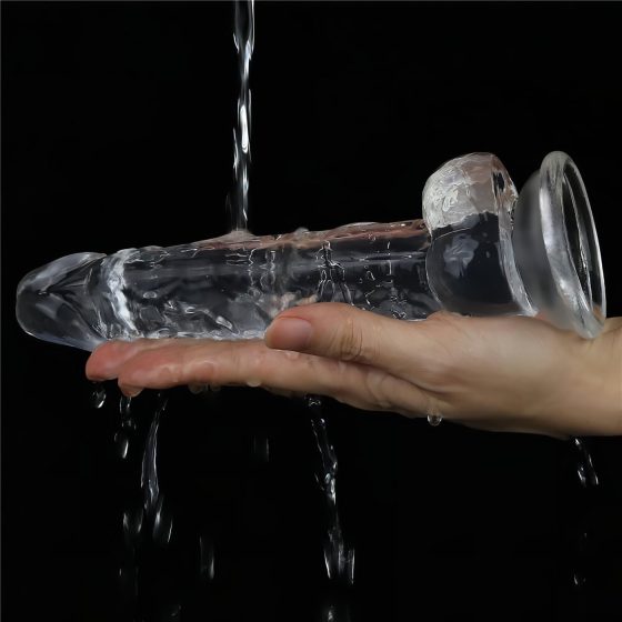 Lovetoy Flawless Clear - tapadókorongos dildó - 19cm (átlátszó)