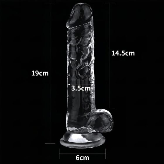 Lovetoy Flawless Clear - tapadókorongos dildó - 19cm (átlátszó)