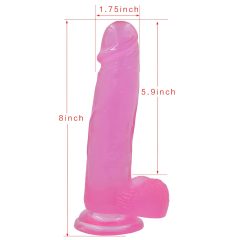 Lovetoy Jelly Studs - tapadókorongos dildó - 20cm (pink)