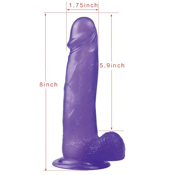 Lovetoy Jelly Studs - tapadókorongos dildó - 20cm (lila)