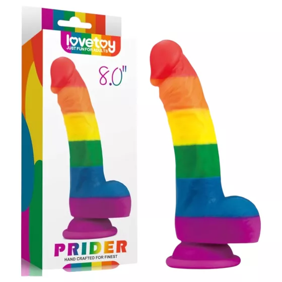 Lovetoy Prider - élethű szilikon dildó - 19cm (szivárvány)