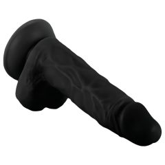   Mr. Rude - tapadókorongos, herés élethű dildó - 19cm (fekete)