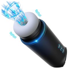   Leopard - fel-le mozgó, szívó-vibráló maszturbátor (fekete)