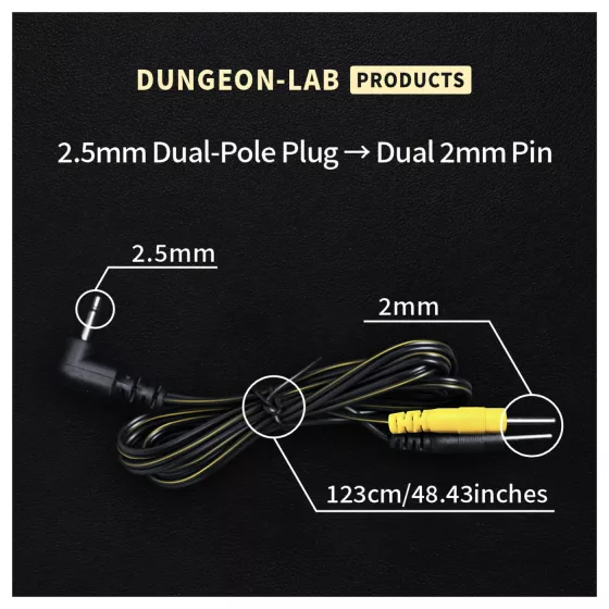 DG-LAB - elektródakábel 2,5 mm-es jackről 2 mm-es tüskékre (fekete)