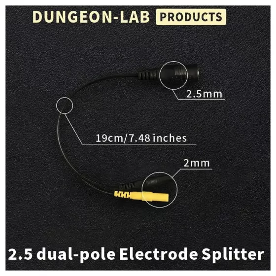 DG-LAB - elektróda elosztó 2,5 mm-es aljzatról 2 mm-esre (fekete)