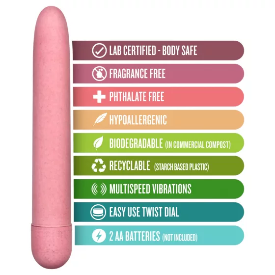 Gaia Eco L - pink környezetbarát, biolebomló rúdvibrátor (nagy)