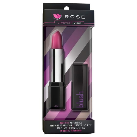 Blush Lipstick Rosé - vízálló rúzs vibrátor (fekete-pink)