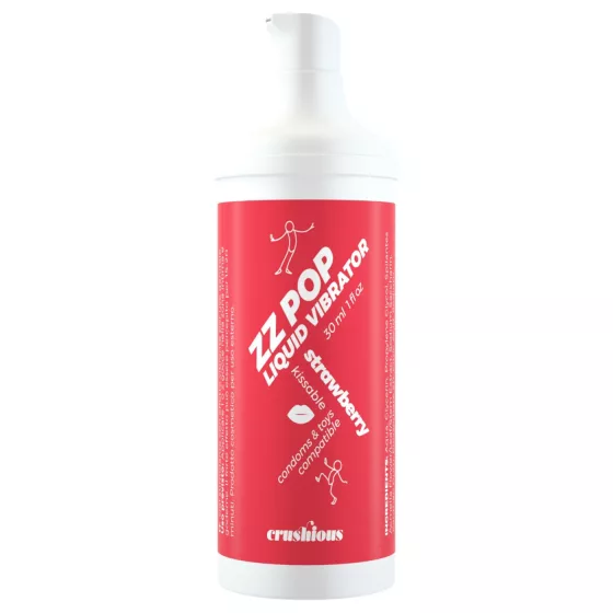 Crushious ZZ Pop - csókolható folyékony vibrátor eper (30ml)