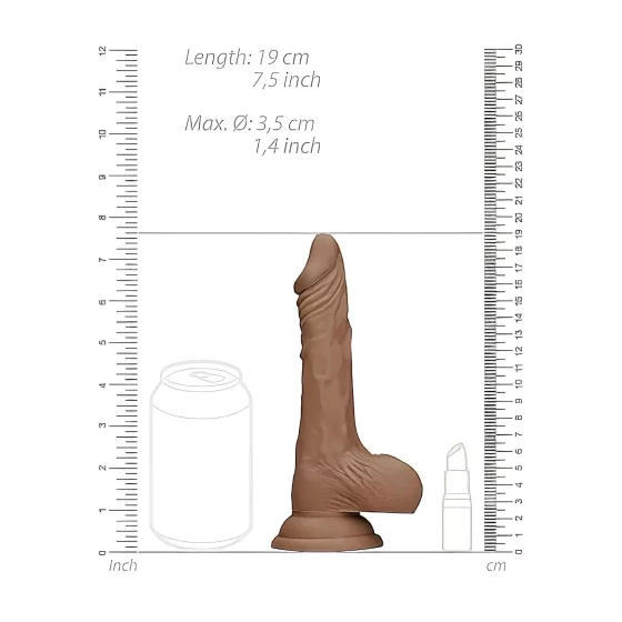RealRock Dong 7 - herés élethű dildó (sötét natúr, 17 cm)