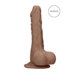   / RealRock Dong 9 - élethű, herés dildó (23cm) - sötét natúr