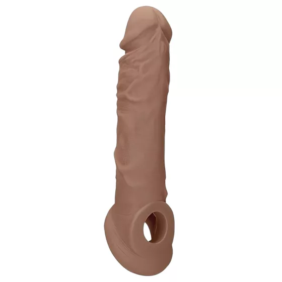 RealRock Penis Sleeve 8 - péniszköpeny (21 cm) - sötét natúr